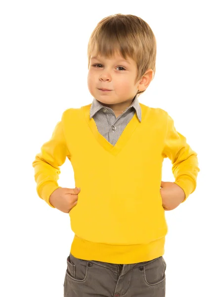 Malý chlapec v žlutém svetru Royalty Free Stock Obrázky