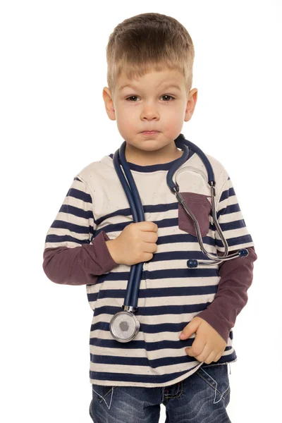 Elinde bir stetoskop ile küçük çocuk — Stok fotoğraf
