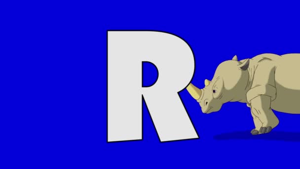 Carta R e Rinoceronte (fundo ) — Vídeo de Stock