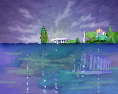 Atlantis. Efsanevi kayıp antik kenti.