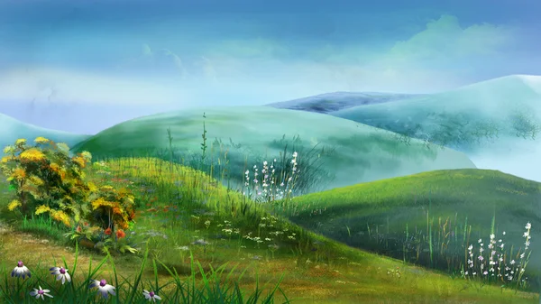 Green Hills çim ve çiçek dolu