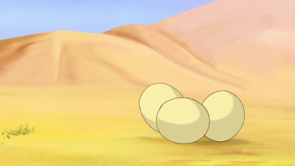 夏日阳光明媚 小乌龟在沙质的沙漠里孵蛋 手工制作的2D动画 — 图库视频影像