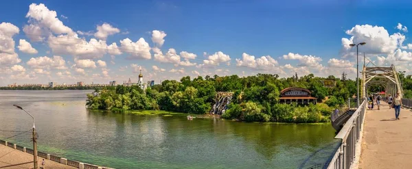 Dnipro Ucrânia 2020 Grande Tamanho Vista Panorâmica Rio Dnieper Ilha — Fotografia de Stock