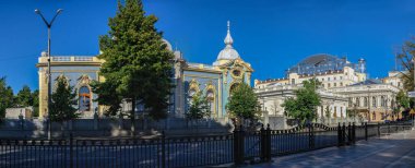 Kyiv, Ukrayna 07.11.2020. Güneşli bir yaz sabahında Ukrayna 'nın Kyiv kentindeki Polakov malikanesi veya Küçük Mariinsky Sarayı