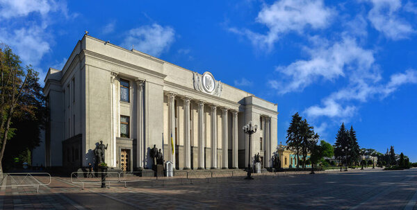 Kyiv, Ukraine 07.11.2020. Supreme Council of Ukraine or Verkhovna Rada in Kyiv, Ukraine, on a sunny summer morning