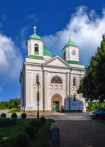 Kaniv, Ukraine 07.11.2020. Assumption Cathedral in Memorial Park in Kaniv, Ukraine, on a sunny summer day
