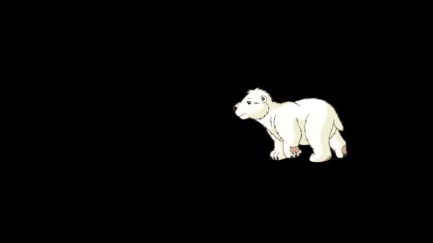 Filhote Urso Polar Imagens Animadas Artesanais Isoladas Com Canal Alfa — Vídeo de Stock
