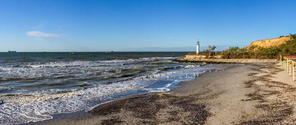 Alter Leuchtturm Karabusch Feriendorf Morskoe Bei Odessa Ukraine Einem Sonnigen — Stockfoto