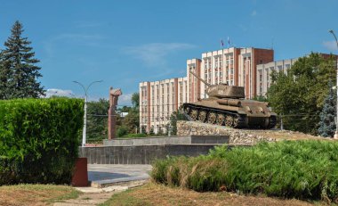 Tiraspol, Moldova 06.09.2021. Tiraspol, Transnistria veya Moldova 'daki Pridnestrovskaia Moldavskaia Respublika Yüksek Konseyi