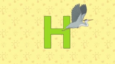 Heron. İngilizce Hayvanat Bahçesi alfabe - H harfi