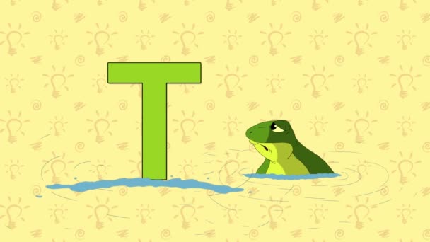 Sapo. Inglés ZOO Alphabet - letra T — Vídeo de stock