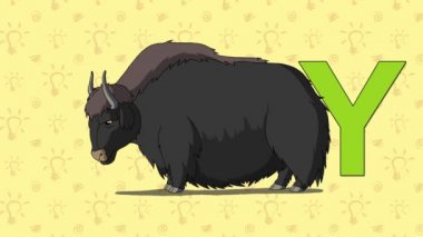 Yak. İngilizce Hayvanat Bahçesi alfabe - Y harfi