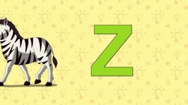 Zebra. İngilizce Hayvanat Bahçesi Alfabe - harf Z
