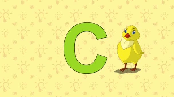 Tavuk. İngilizce Hayvanat Bahçesi alfabe - C harfi — Stok video