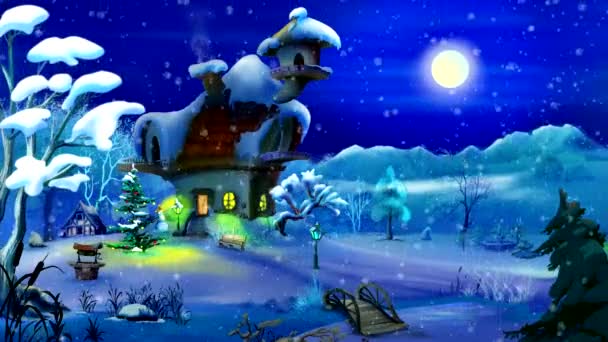 Волшебная зимняя ночь — стоковое видео