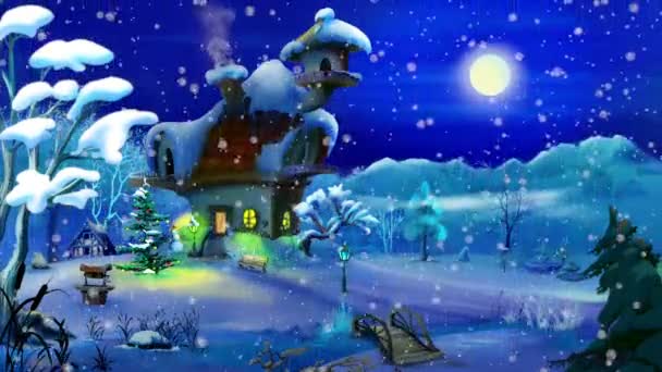Noite de inverno mágico — Vídeo de Stock