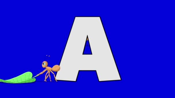 Letter A en Ant (achtergrond) — Stockvideo