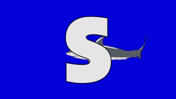 Letter S and Shark (background) — Stock Video