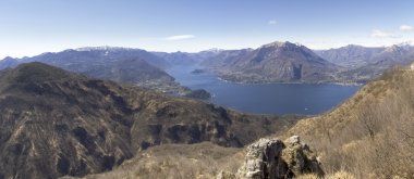 Lake Como, Bellagio ve Como şube manzarası Panoraması