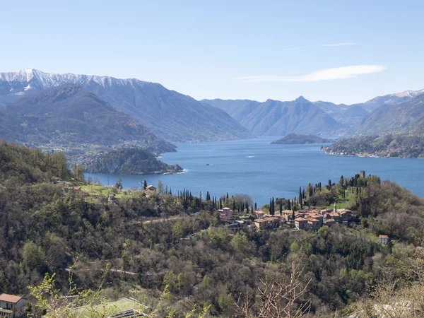 Panorama lacului Como, vedere la filiala Bellagio și Como — Fotografie, imagine de stoc