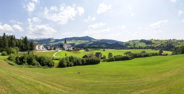Szwajcarski krajobraz Panorama — Zdjęcie stockowe