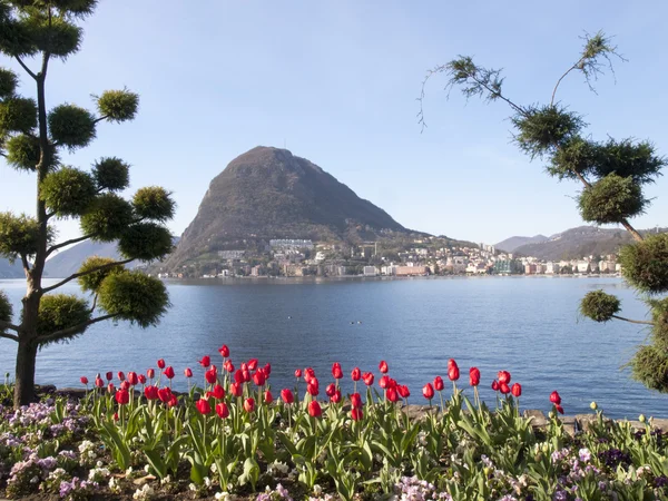 Lugano, Parco Ciani, jardín urbano — Foto de Stock