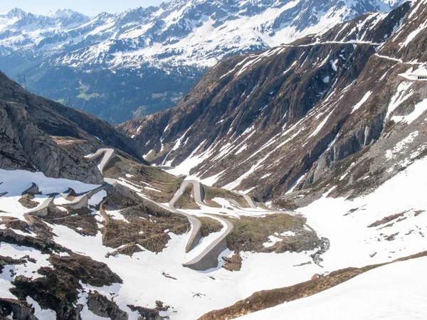 Gotthardpass, pohled na údolí Tremola — Stock fotografie