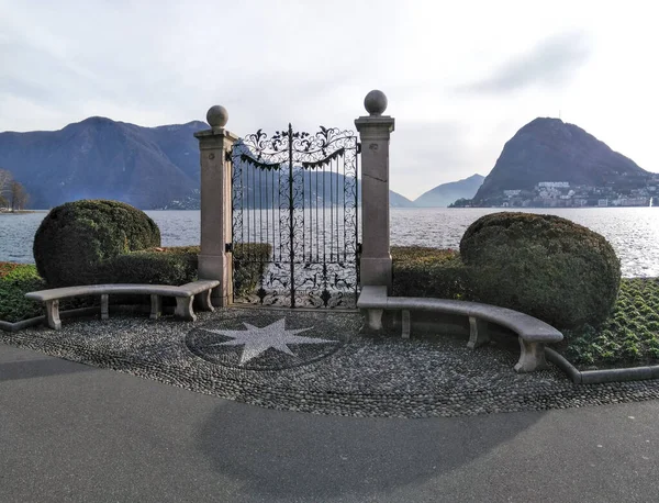 Lugano Schweiz Antikes Tor Des Stadtparks — Stockfoto