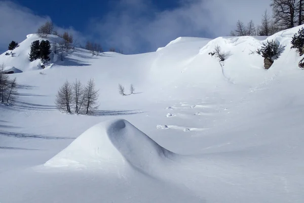 Casaccia Schweiz Vinterlandskap Lareccio Kanaler Och Colombe Pass — Stockfoto