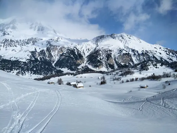 Касачча Швейцария Зимний Пейзаж Ларичские Каналы Перевал Коломбе — стоковое фото