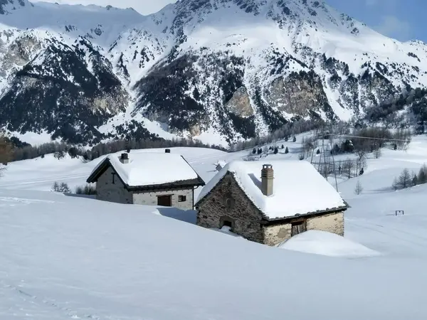 Casaccia Switzerland Winter Landscape Lareccio Canals Colombe Pass — Stock Photo, Image