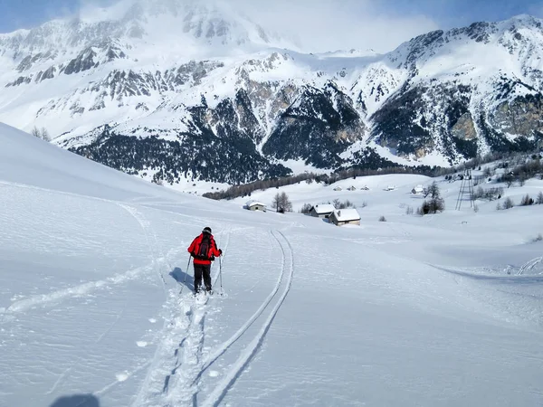 Casaccia Schweiz Winterlandschaft Lareccio Kanäle Und Colombepass — Stockfoto