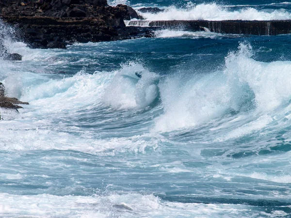 Lanzarote, Spain: Ocean waves on the east coast in the La Charca area