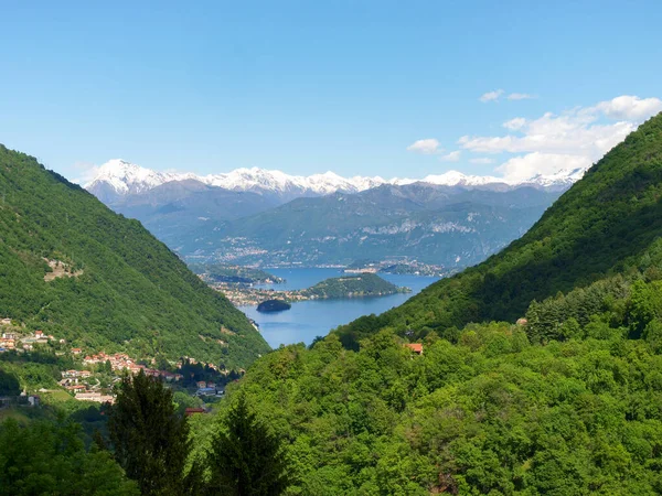 Argegno Italia Vista Desde Valle Del Lago Como Isla Comacina — Foto de Stock