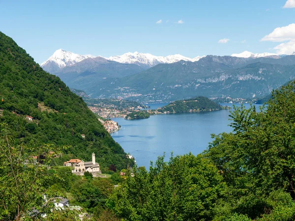 Argegno Włochy Widok Doliny Jeziora Como Comacina Island — Zdjęcie stockowe