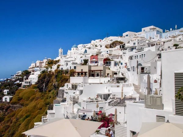 Santorini Grecia Panorama Caldera Numerosos Resorts — Foto de Stock