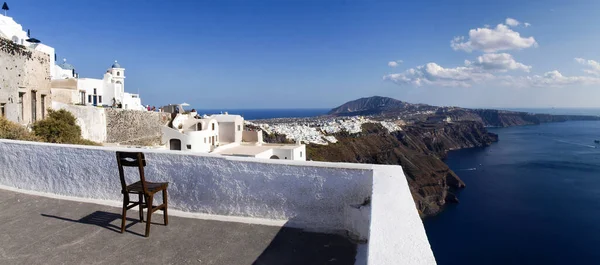 Santorini Grecia Panorama Caldera Numerosos Resorts — Foto de Stock