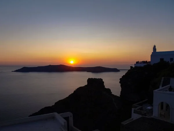 Santorini Greece Panorama Sunset Night — Stock Photo, Image