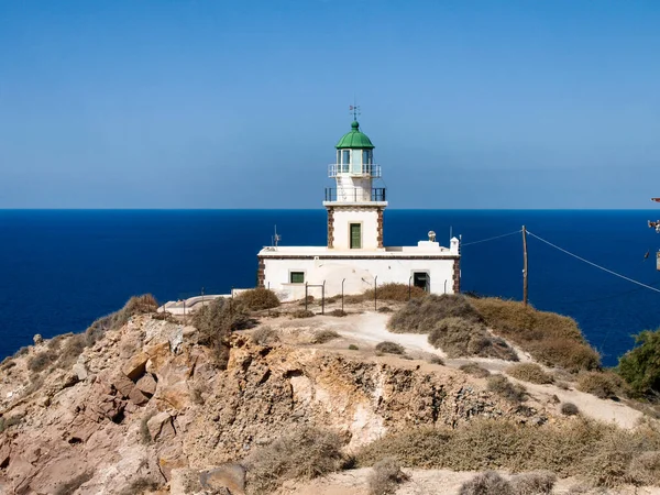 Santorini Griekenland Akrotiri Vuurtoren Het Eiland — Stockfoto