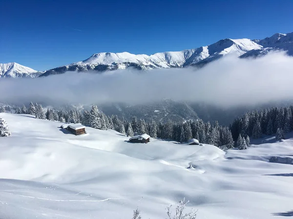 Schamserberg Suiza Paisaje Invernal Del Parque Natural Schamserberg Piz Beverin —  Fotos de Stock