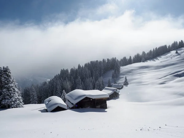 Schamserberg Zwitserland Winterlandschap Van Natuurpark Schamserberg Piz Beverin — Stockfoto