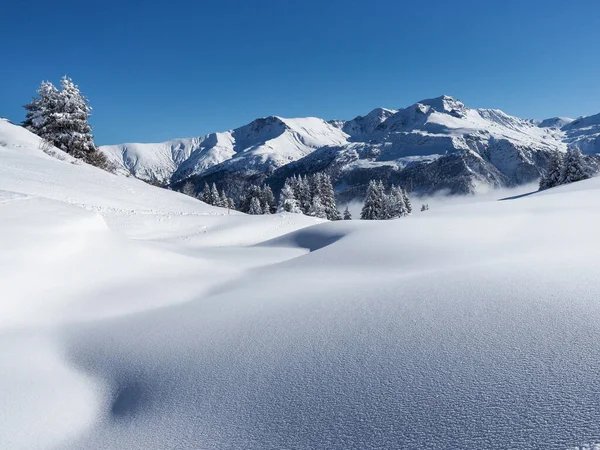 スイスのSchamserberg SchamserbergとPiz Beverin自然公園の冬の風景 — ストック写真