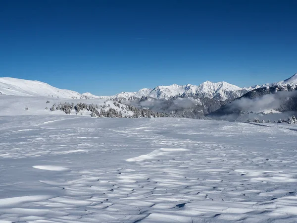 Schamserberg Schweiz Vinterlandskap Schamserberg Och Piz Beverin Naturpark — Stockfoto