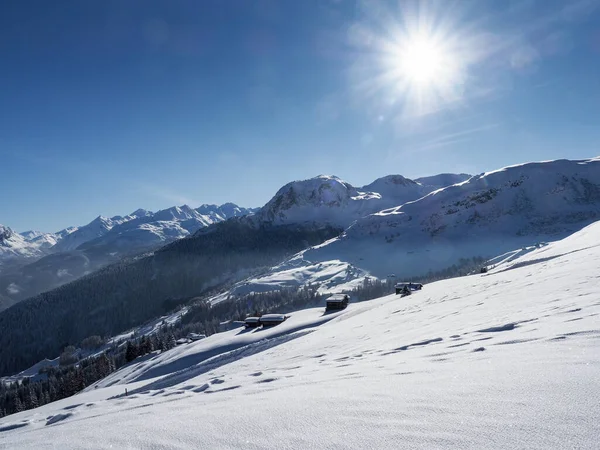 Schamserberg Schweiz Vinterlandskap Schamserberg Och Piz Beverin Naturpark — Stockfoto