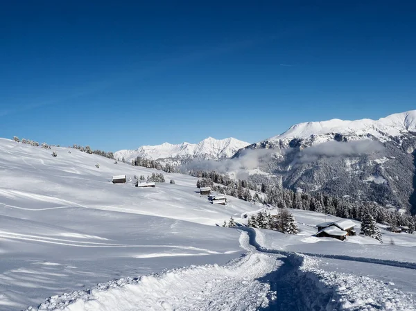 Schamserberg Suiza Paisaje Invernal Del Parque Natural Schamserberg Piz Beverin — Foto de Stock