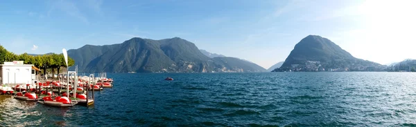 Lugano, Suíça. barcos de pedais históricos — Fotografia de Stock