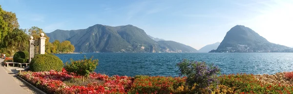 Lugano，瑞士。从植物公园图片 — 图库照片