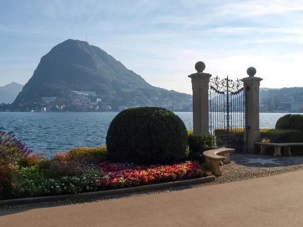 Lugano，瑞士。从植物公园图片 — 图库照片