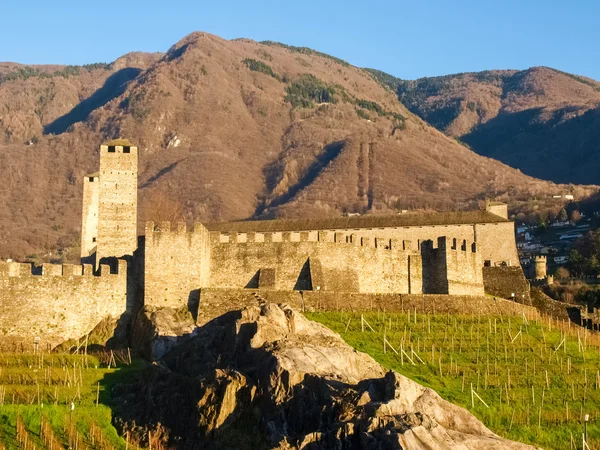 Bellinzona, ummauert von Castelgrande — Stockfoto