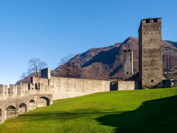 Bellinzona, zděná z Castelgrande — Stock fotografie